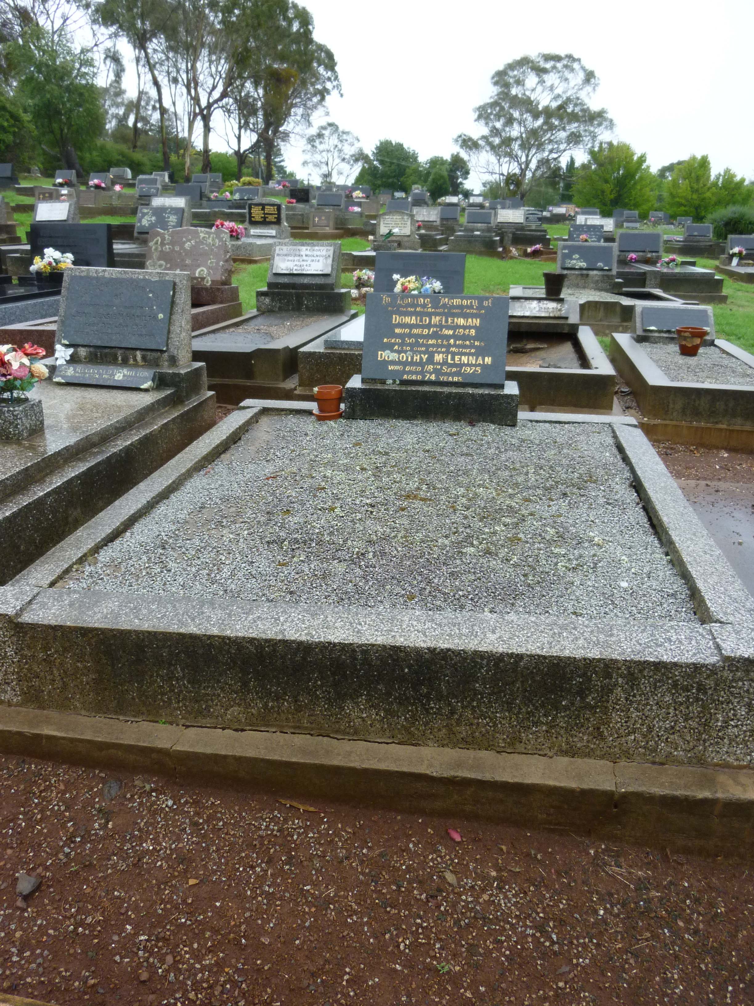 Photo of headstones/Donald McLennan d1948 & Dorothy hdstn Armidale cem
